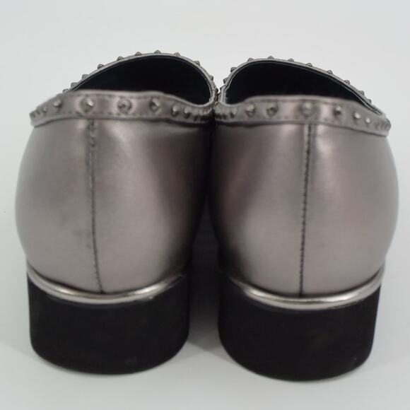 Sacha London Yaiza Pewter Leather Studded Pointed Toe Platform Shoes Size 7 - Picture 7 of 11